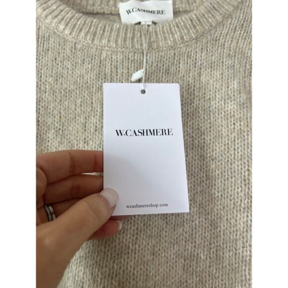 NWT W. Cashmere Brenda Short Sleeve Knitted Rounded Neckline Top Tan Size: Large - Picture 5 of 8